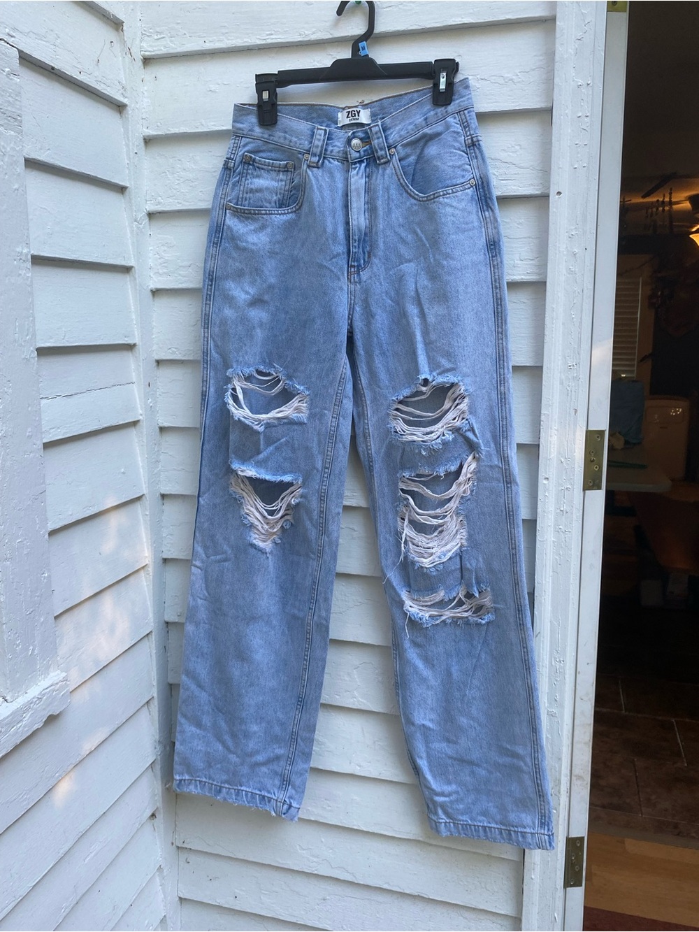 ZGY Denim Ziggy Distressed Light Blue Boyfriend Jeans - Relaxed High-Rise Fit